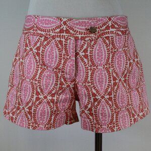 J.Crew Factory Pink Paisley Print Stretch Chino Shorts Preppy Summer Size 4